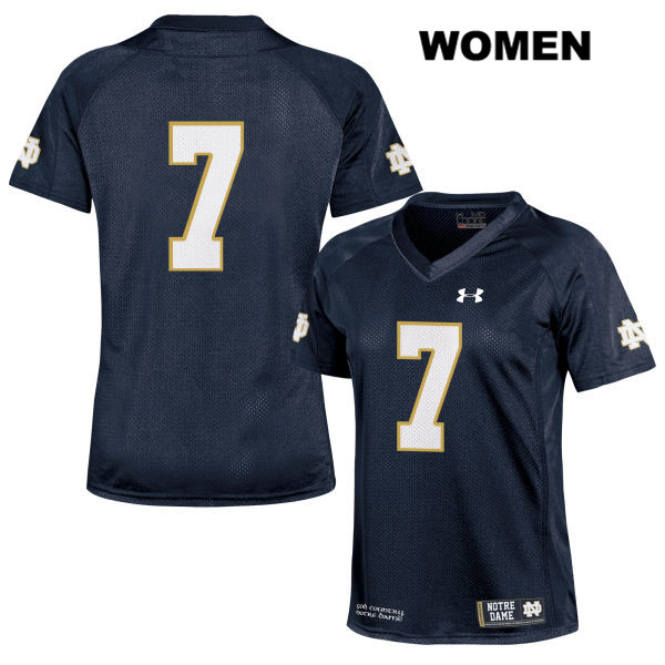 Women's NCAA Notre Dame Fighting Irish #7 Derrik Allen Stitched College Under Armour Authentic Navy No Name Football Jersey LO10Z06RT